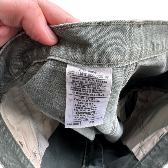 VTG Carhartt B25 Moss Green Carpenter Shorts 34W - Picture 7 of 11